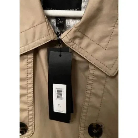 Banana Republic Women's S Beige Trench Coat‎ Double-Breasted Leather Belted